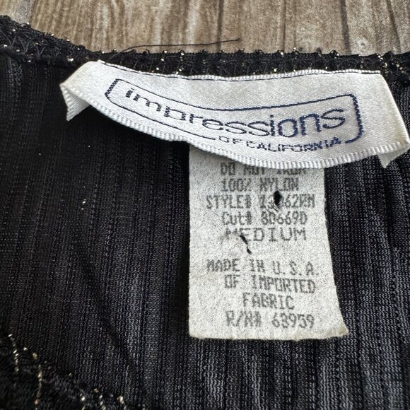 2/$18 SALE! Vintage Impressions Semi Sheer Shirt Womens Metallic Gold Black USA - Picture 6 of 8